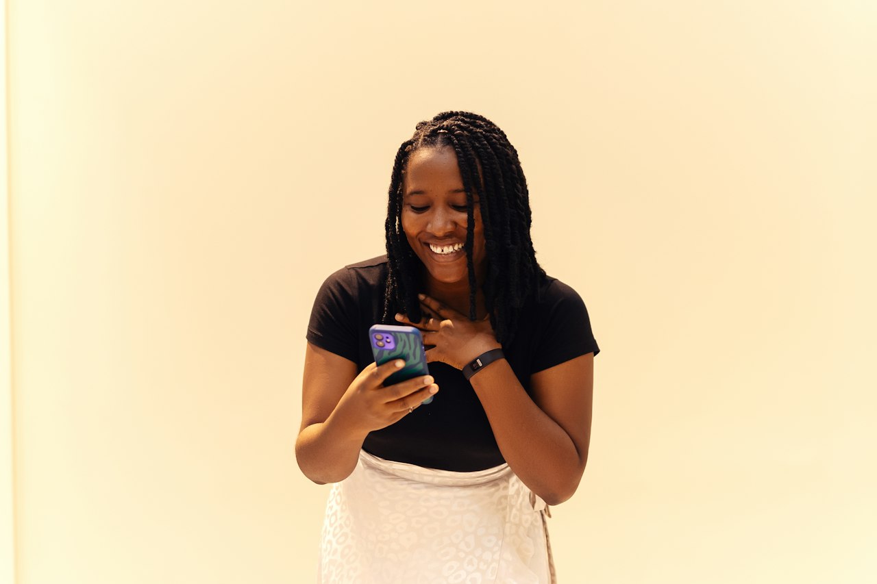 Woman checking her phone